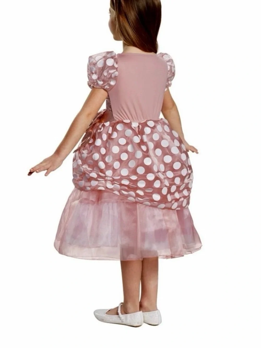 Disney Girls Minnie Mouse Rose Gold Polka Dot Sequin Party Costume Dress sz 4-6